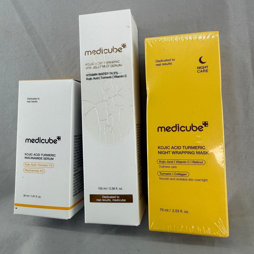 Medicube Kojic Acid Turmeric Serum Mist & Night Mask Set 3pc K-Beauty Glow